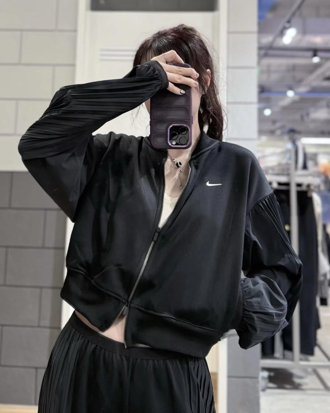 Nike Sportswear 百褶 黑色 寬鬆 運動外套(IQ0437-010)