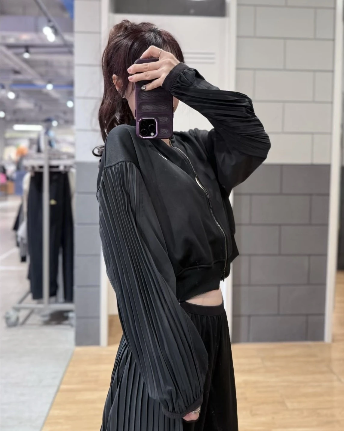 Nike Sportswear 百褶 黑色 寬鬆 運動外套(IQ0437-010)