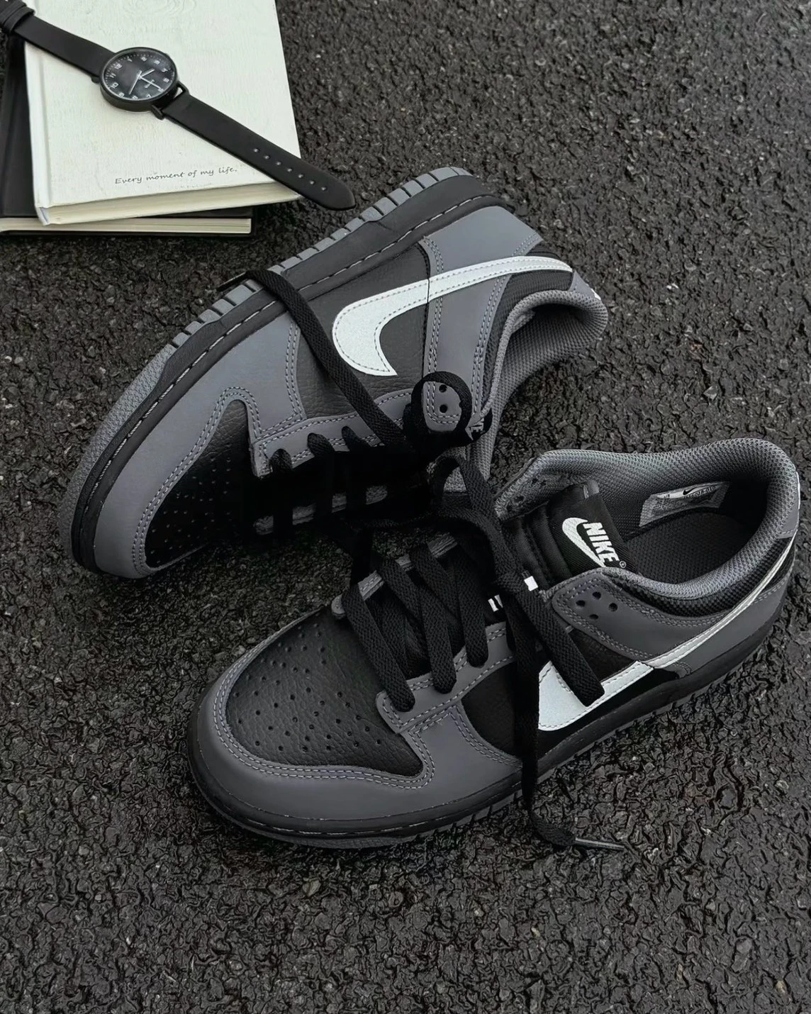 NIKE DUNK LOW SE GS 灰黑拼接 狼灰 黑灰 (IM6028-010)