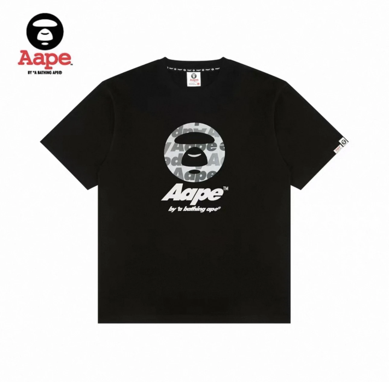 AAPE春夏猿臉徽章字母 迷彩LOGO字母 短袖T 2色可選(1639XXQ)