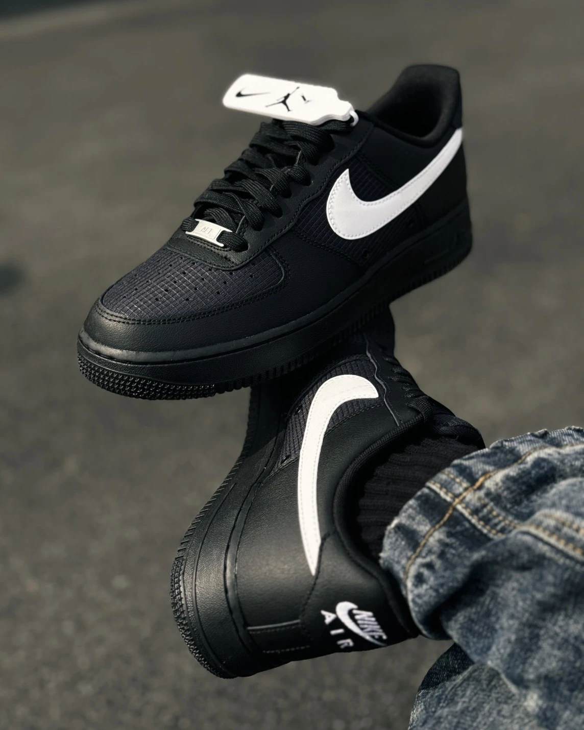 <國外限定>NIKE AIR FORCE 1 LOW 黑魂 網格 黑底白勾(IR0952-001)