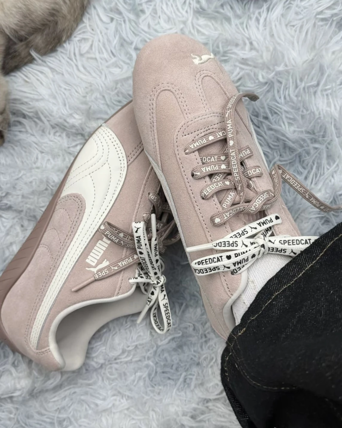 Puma Speedcat 賽車鞋 麂皮 愛心雙鞋帶 裸粉色(408130-01)