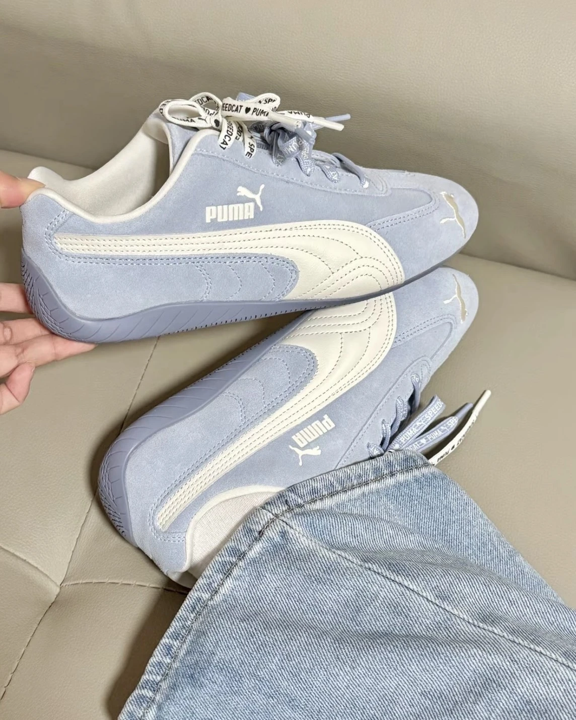 Puma Speedcat 賽車鞋 麂皮 愛心雙鞋帶 海鹽藍(408130-02)