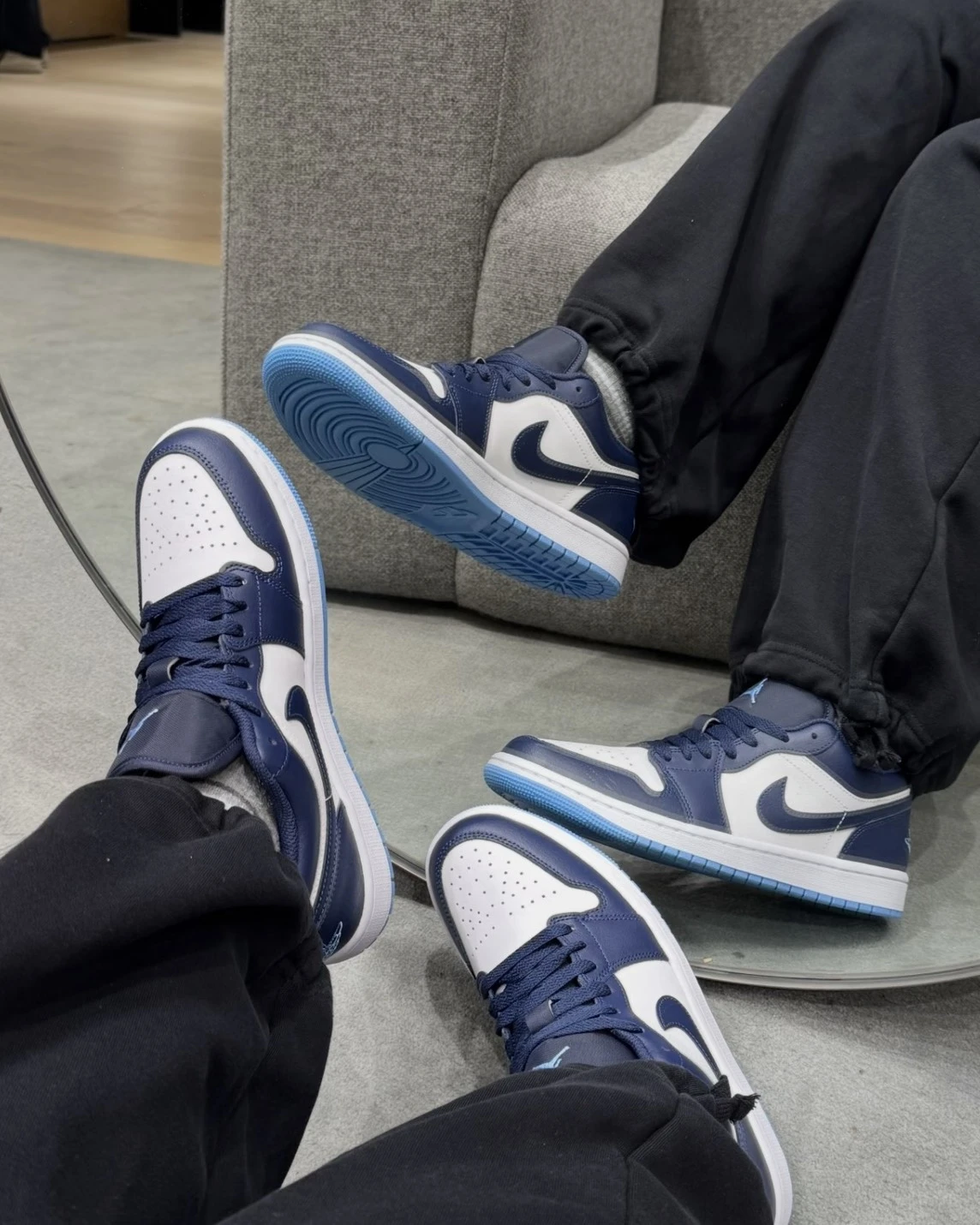NIKE AIR JORDAN 1 LOW 白深藍 (553558-404)
