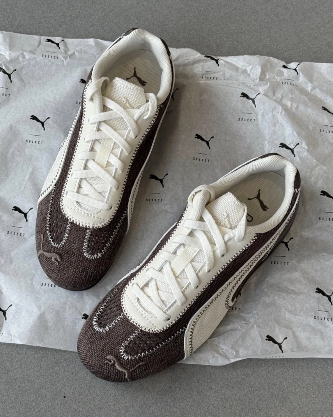 PUMA Speedcat Aéré 網面 絎縫線 棕色 薄底賽車鞋(408858-03)