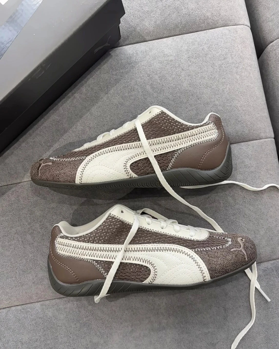 PUMA Speedcat Aéré 網面 絎縫線 棕色 薄底賽車鞋(408858-03)