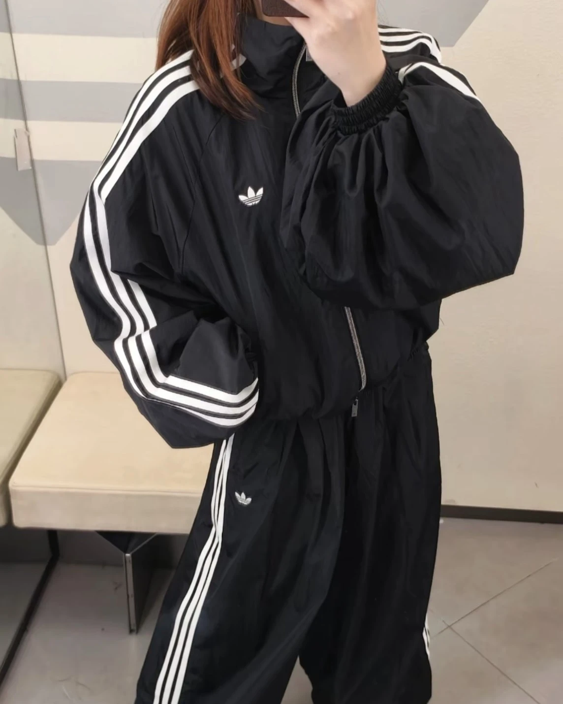 ADIDAS ADILENIUM 5.0 燈籠袖 寬鬆 經典三線 愛迪達套裝 外套 褲子(KY5045/46 KY5052/53)