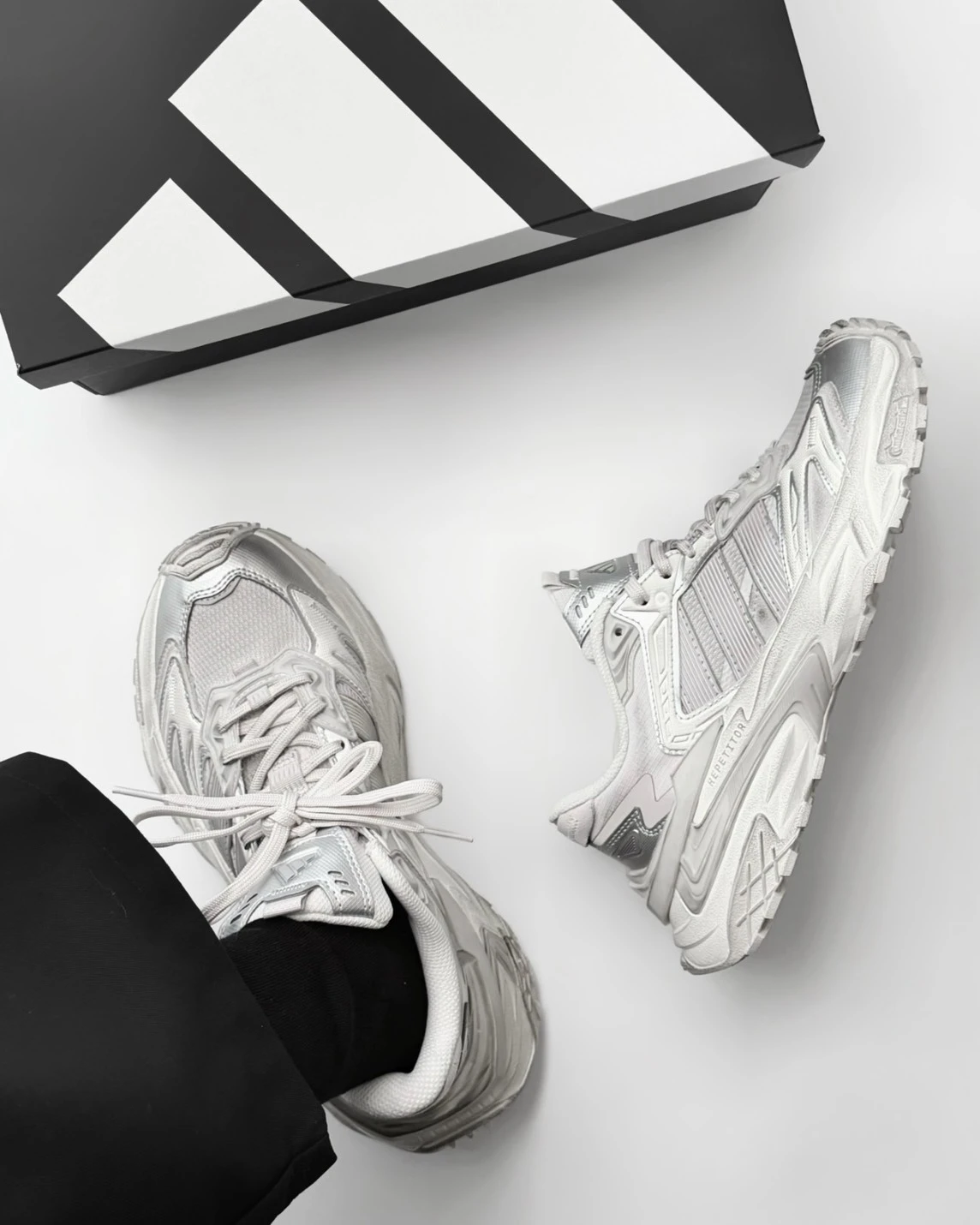ADIDAS XLG STORM EDGE 做舊 淺灰 老爹鞋(KJ4569)