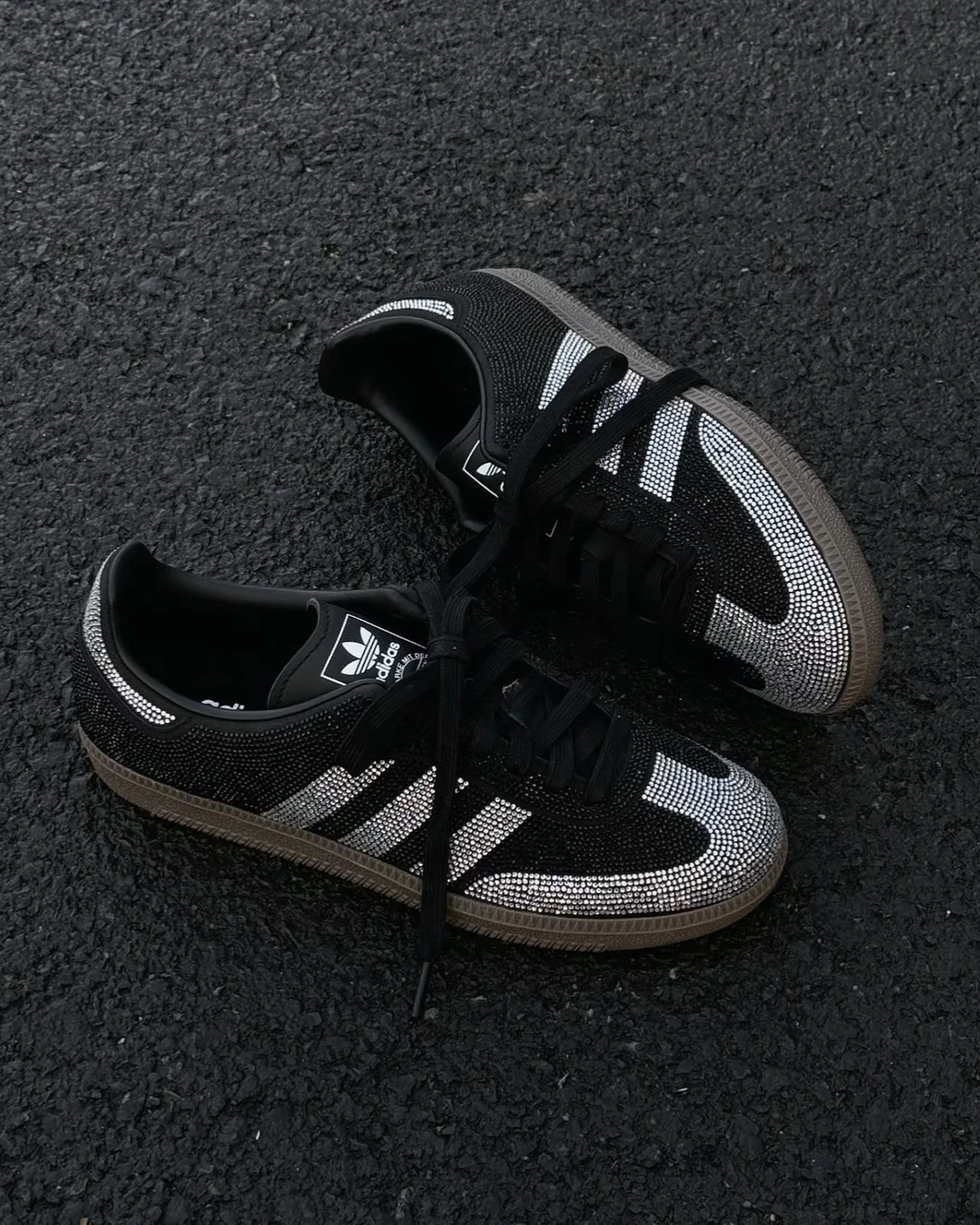 ADIDAS SAMBA OG 閃鑽 水鑽 黑銀 德訓鞋(IH9052)
