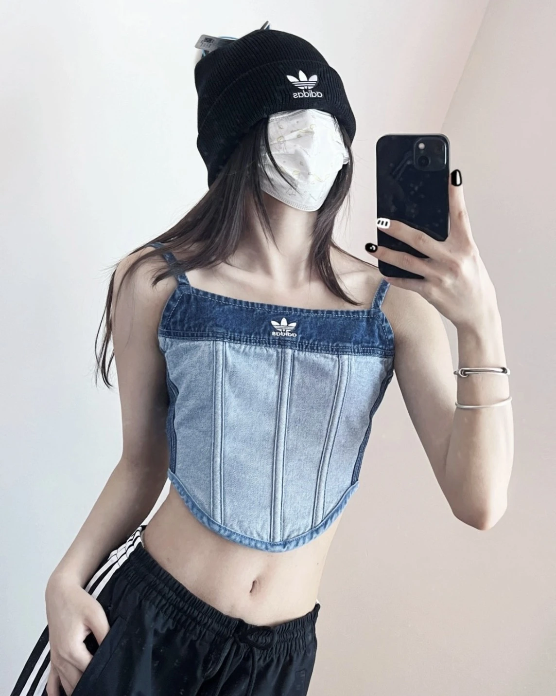 ADIDAS ORIGINALS KSENIA SCHNAIDER  雙面穿 牛仔 logo吊帶背心(IW5671)