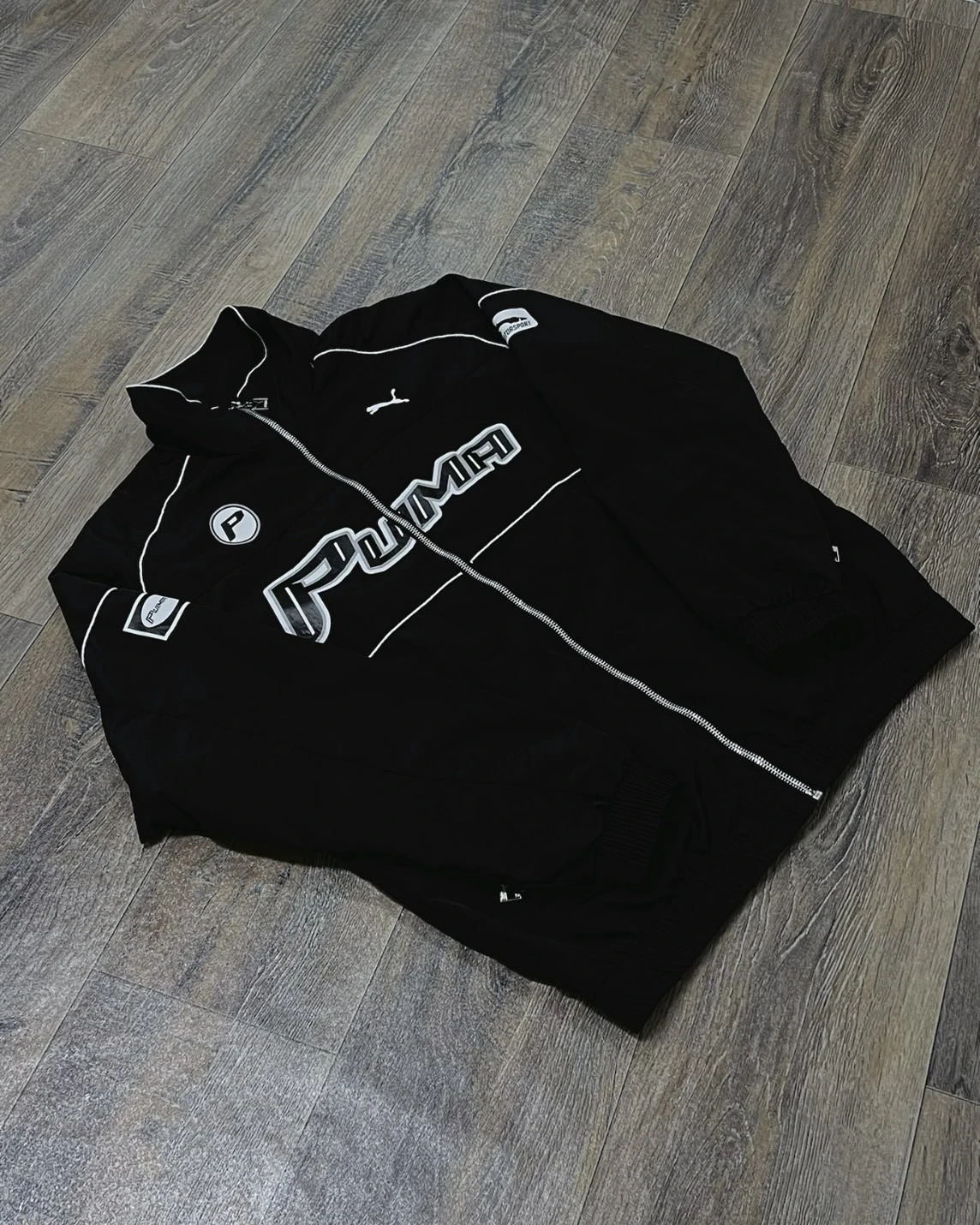 PUMA 黑白拚色 拉線 運動 休閒 夾克外套(631801-01)