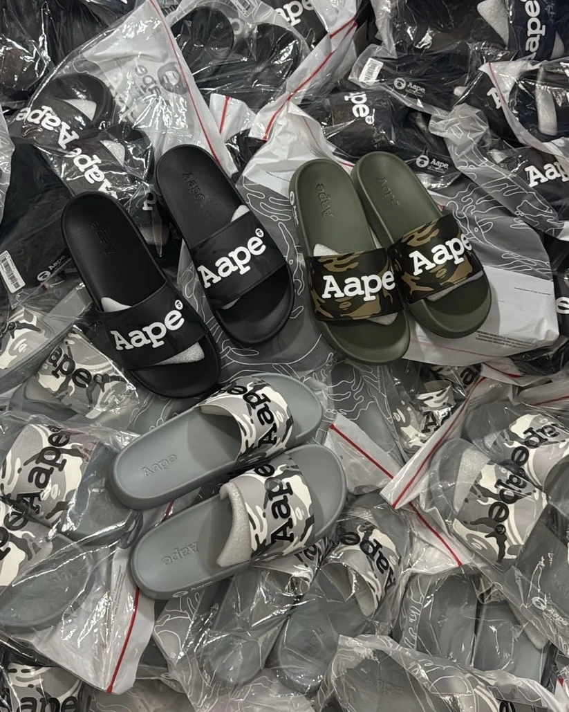 AAPE 迷彩 拚色 一字拖 拖鞋(三色可選)