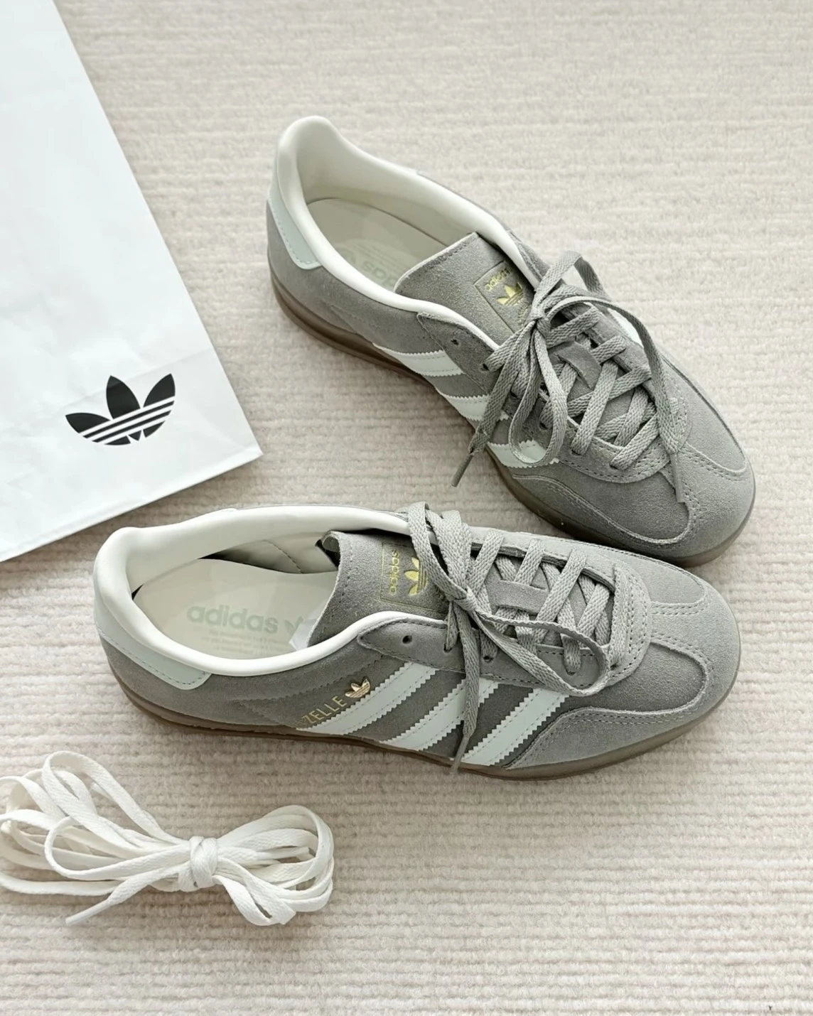 ADIDAS GAZELLE  麂皮灰綠 焦糖底(JR2430)