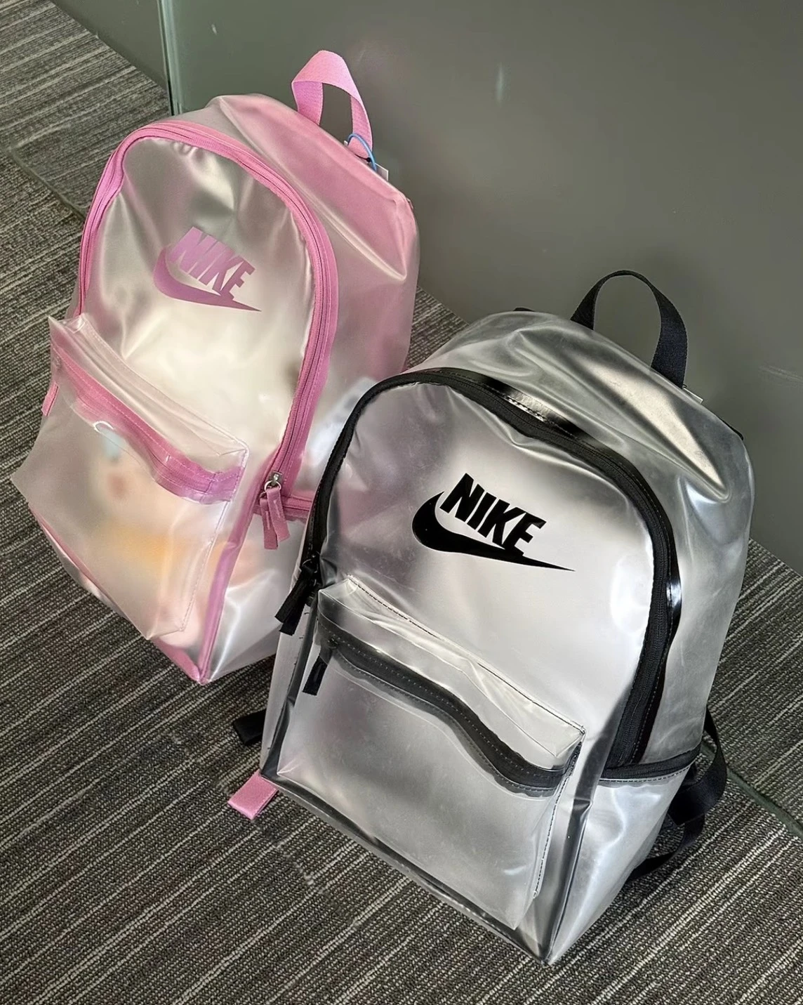 NIKE 25L HERITAGE CRYSTAL 透明雙肩包 粉/黑(HV8920-906/908)