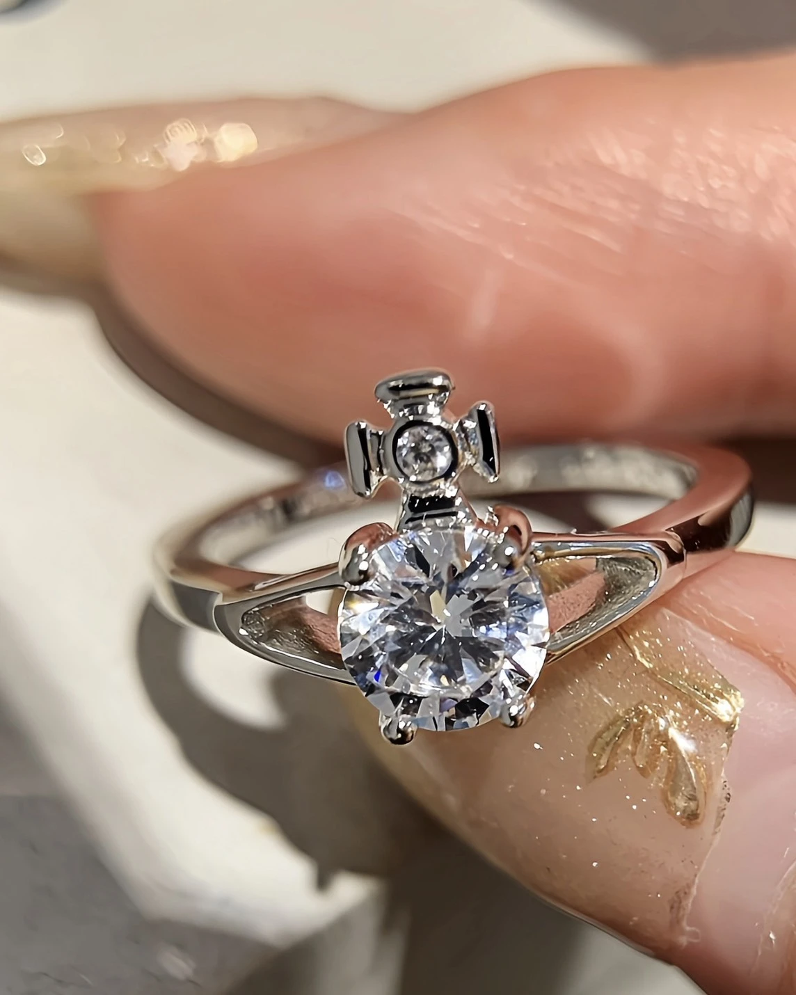 Vivienne Westwood Reina Petite Ring 西太后 925銀 小土星 水鑽戒指