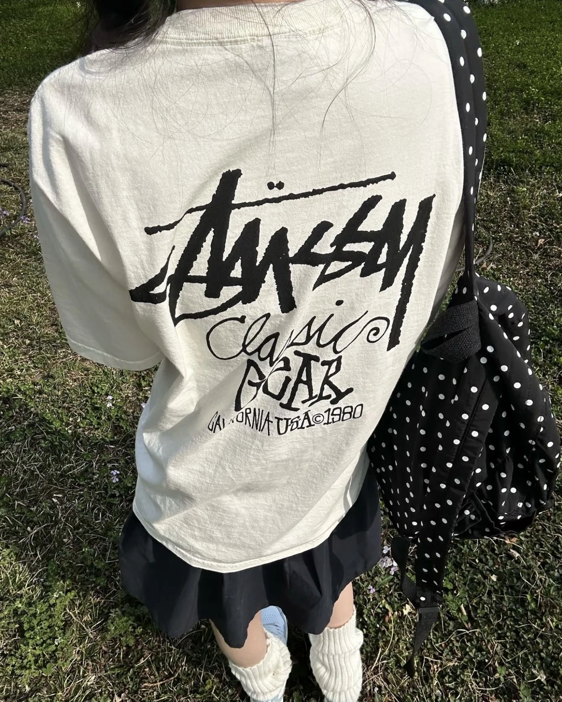 Stussy SS25 經典印花LOGO螺紋 黑白 短袖T