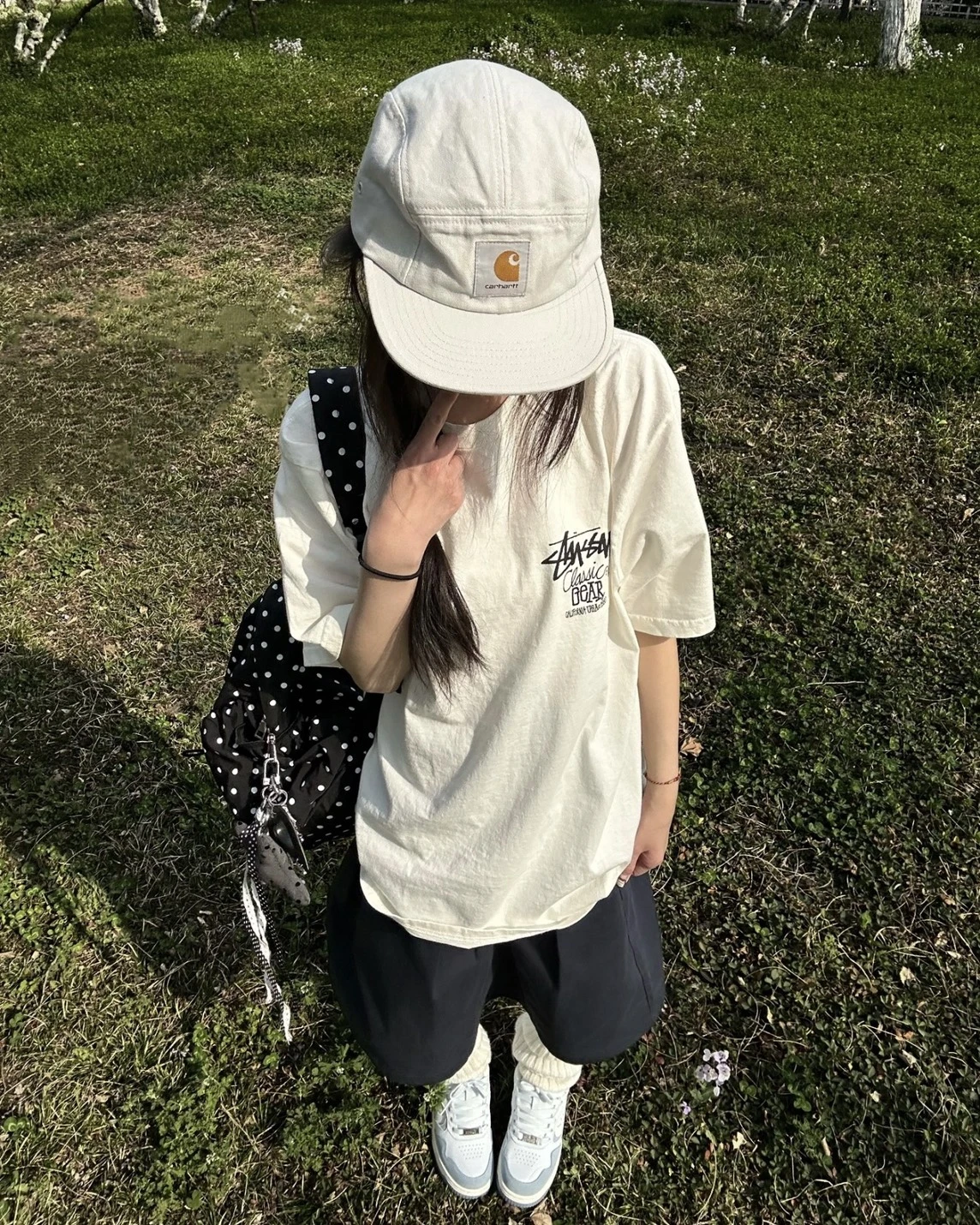 Stussy SS25 經典印花LOGO螺紋 黑白 短袖T