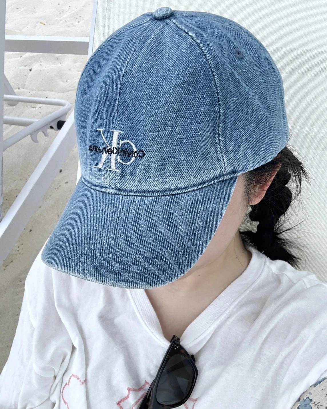Calvin Klein 字母刺繡LOGO帽 水洗牛仔藍(4G5007G-VHJ)