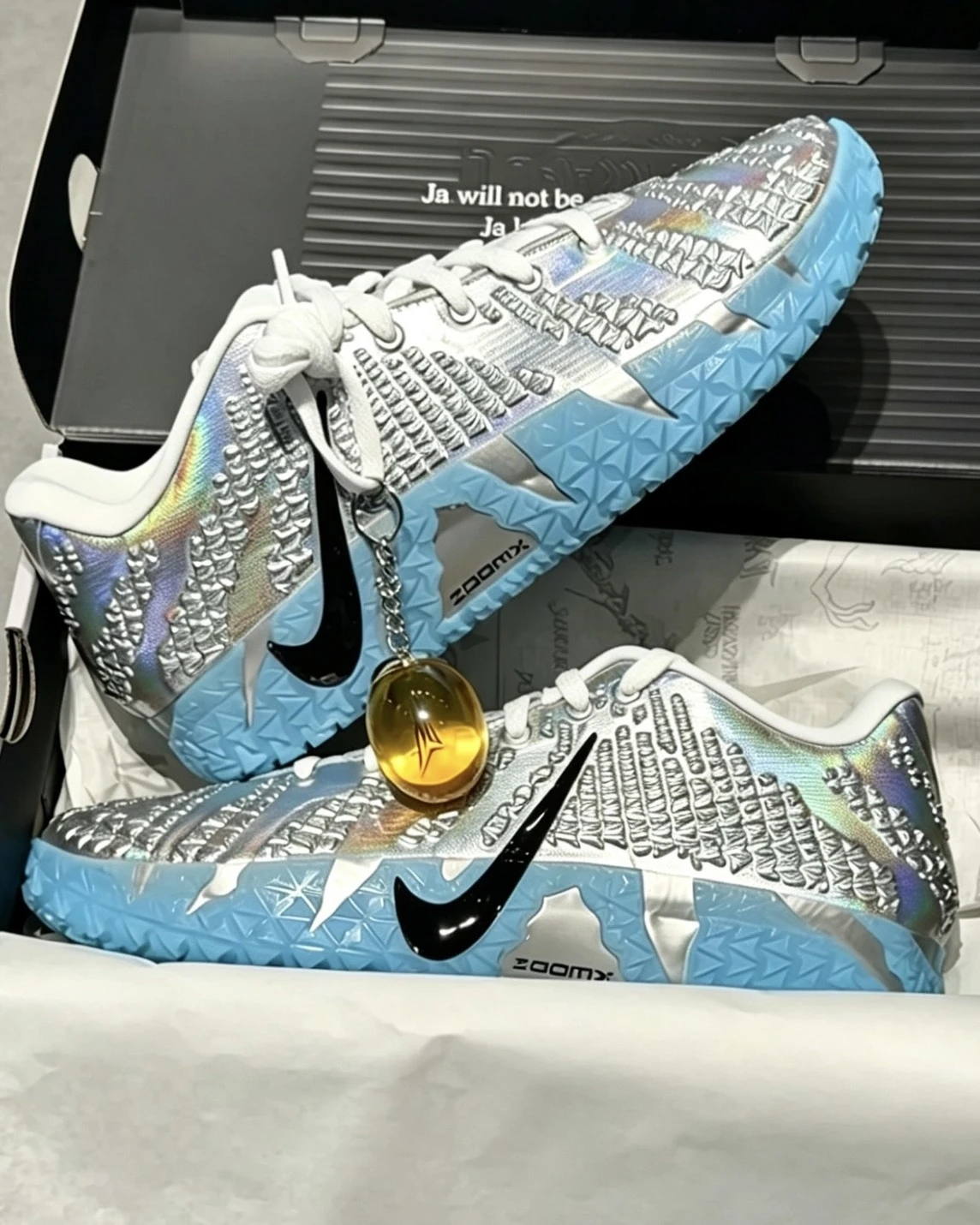 NIKE x 侏儸紀公園 JA3 Raptor 銀藍 莫蘭特 實戰籃球鞋(IU7239-002)