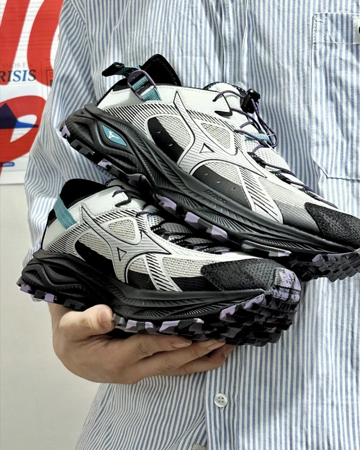 MIZUNO RACER TRAIL SE V2 透氣 銀紫灰 免綁帶 溯溪鞋 涼鞋(D1GH261203)