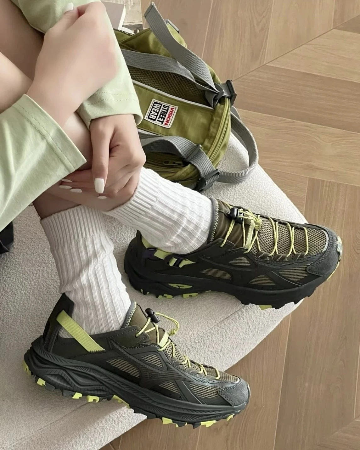MIZUNO RACER TRAIL SE V2 透氣 橄欖綠棕 免綁帶 溯溪鞋 涼鞋(D1GH261202)