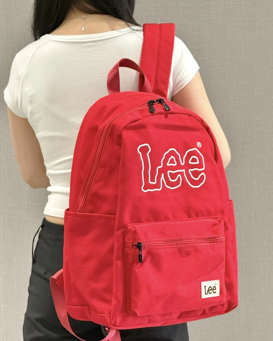 Lee 經典logo 時尚 大容量 糖果色 雙肩包 旅行包(4色可選)