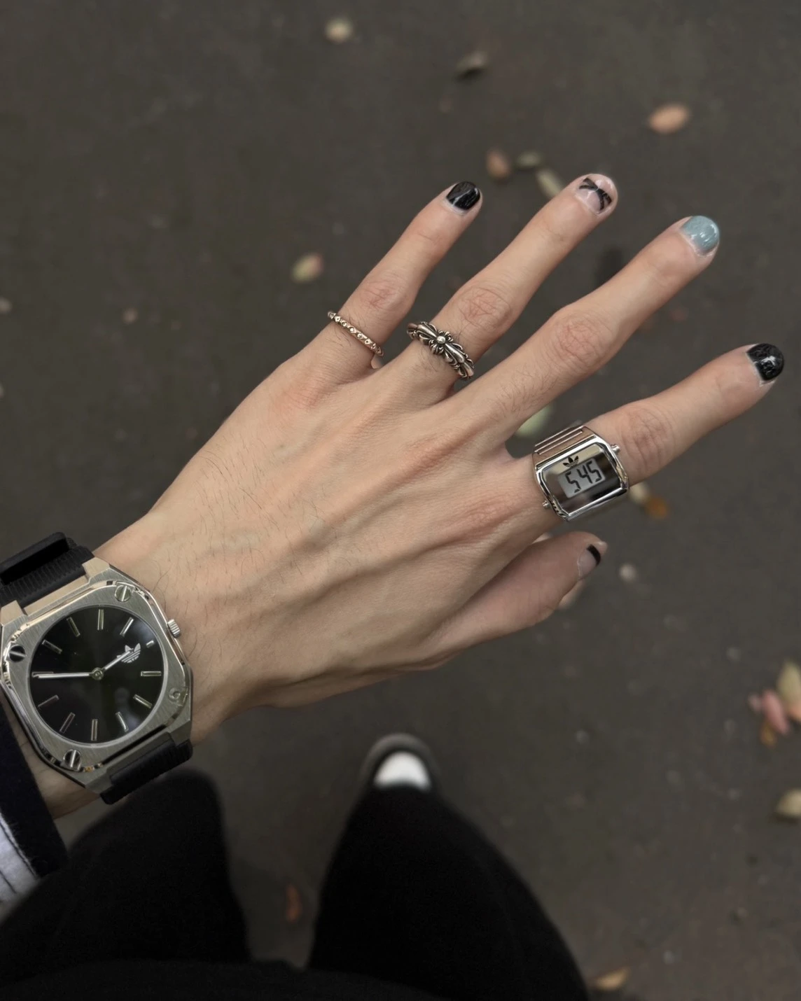 ADIDAS ORIGINALS X TIMEX 重磅聯名 DIGITAL TWO RING 不鏽鋼 戒指手錶(兩色可選)