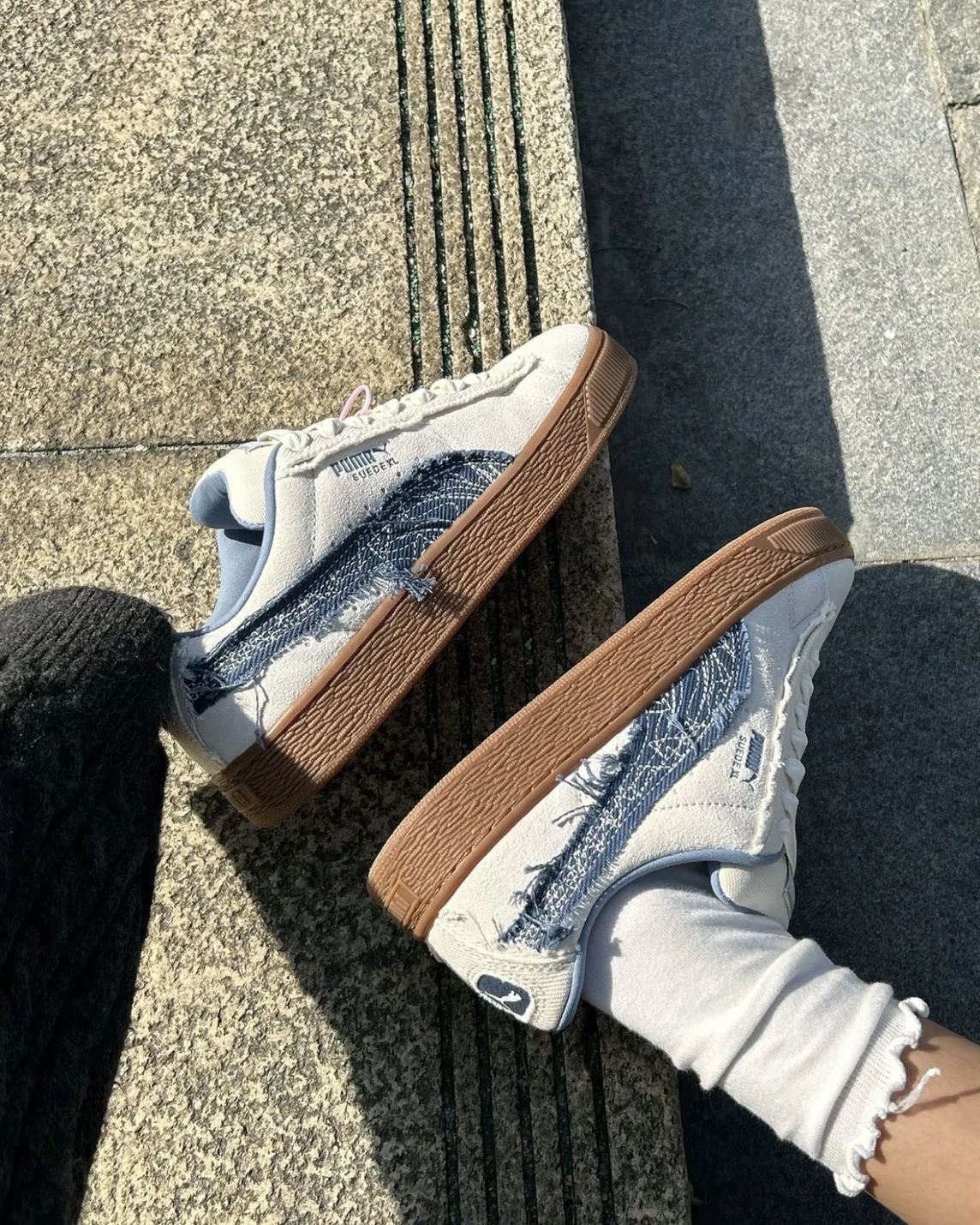 PUMA SUEDE XL 米白 丹寧 焦糖底 板鞋(403228-01)