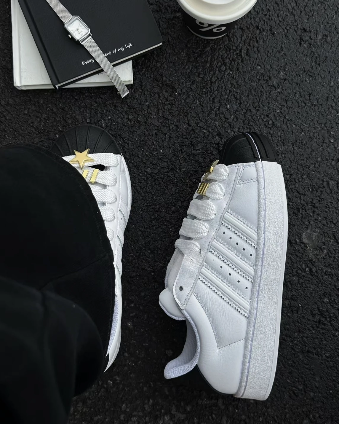 ADIDAS SUPERSTAR II 熊貓 白黑 星星 愛迪達貝殼頭(IH6679)