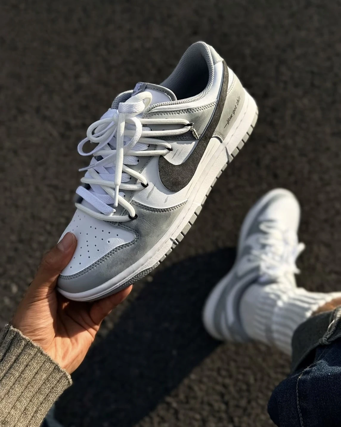 NIKE DUNK LOW GS 灰白序章 解構 訂製款 雙鞋帶 HF5441-105