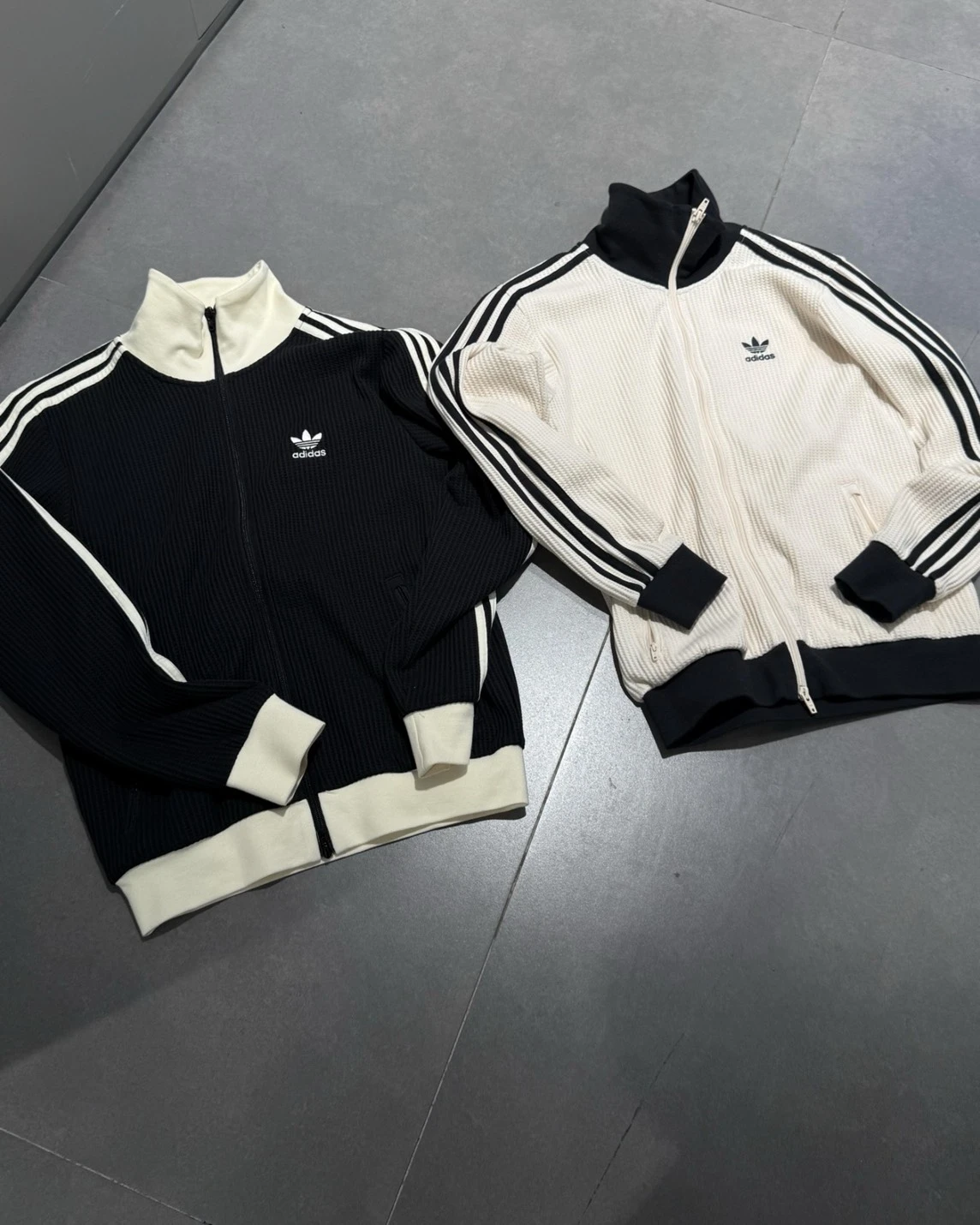 ADIDAS WAFFLE BBTT 華夫格 黑白 米色 立領運動外套(JW0110/JW0109)