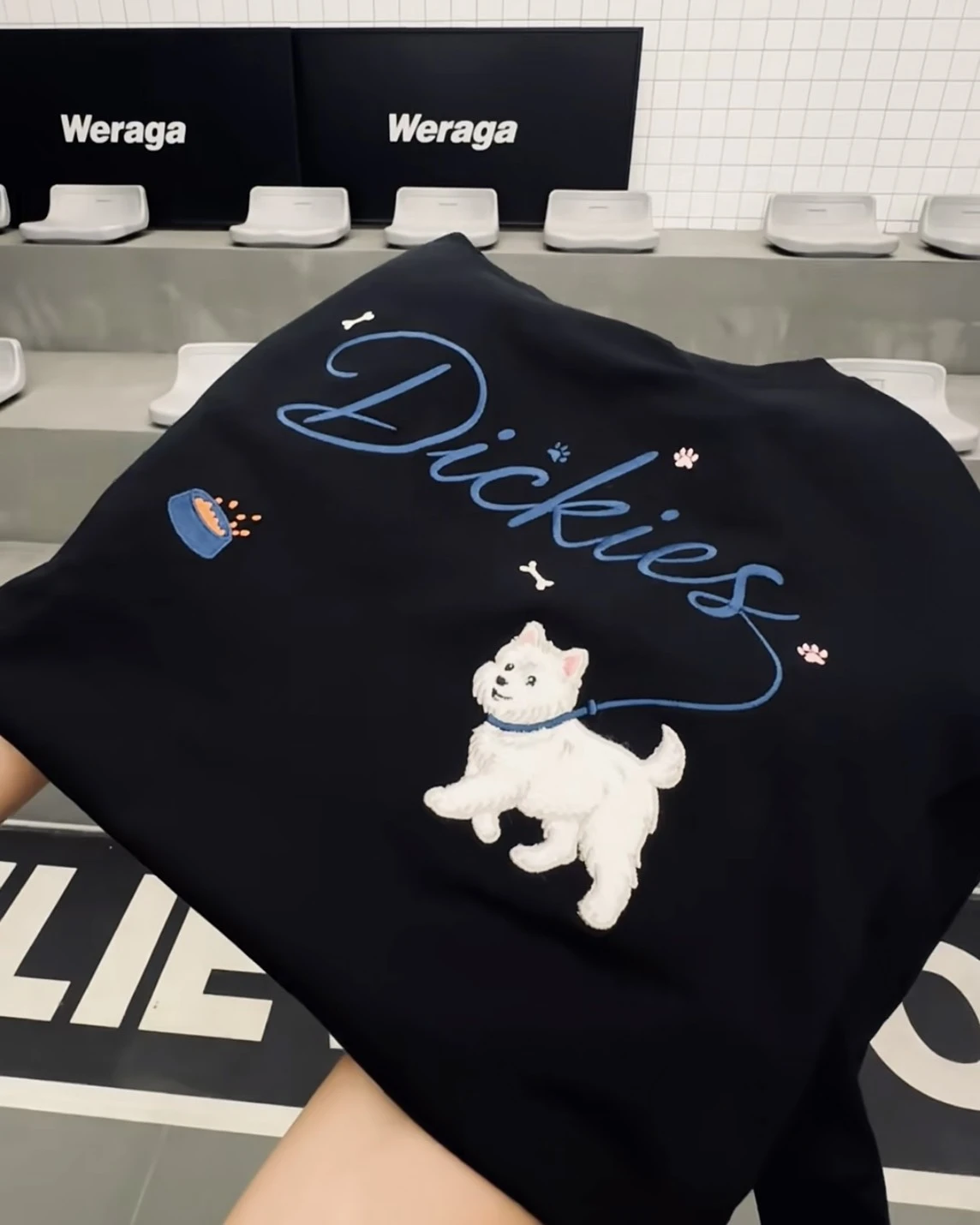 Dickies 美式工裝復古草寫Logo短袖T恤 背後刺繡小狗寬鬆短T (三色可選)