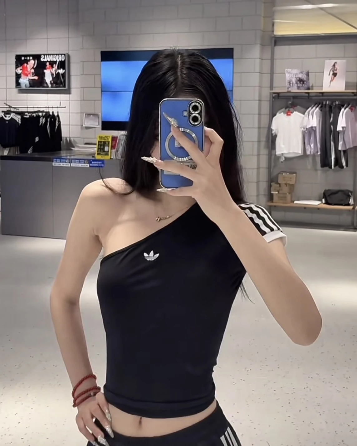 adidas Originals 不對稱斜肩短版背心 削肩上衣 KY5180 KY5181