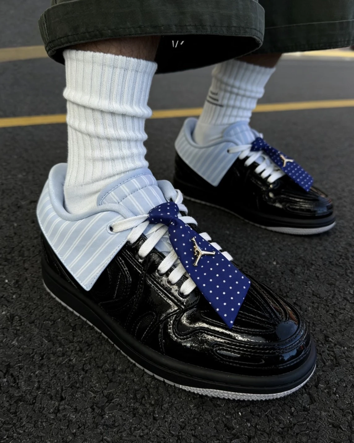 NIKE AIR JORDAN MM V3 漆皮黑 皮革 翻折襯衫 領帶 可拆卸(IR7554-001)