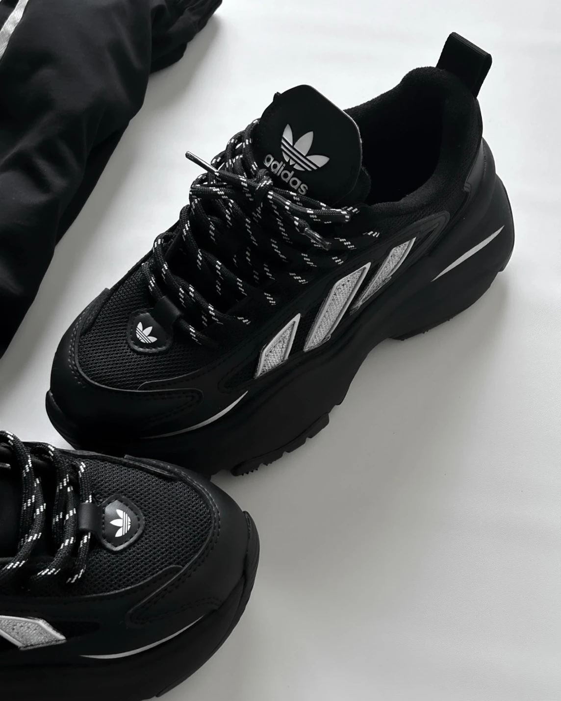 Adidas Originals Ozgaia 銀月騎士厚底老爹鞋黑銀增高顯瘦JQ4110 正品