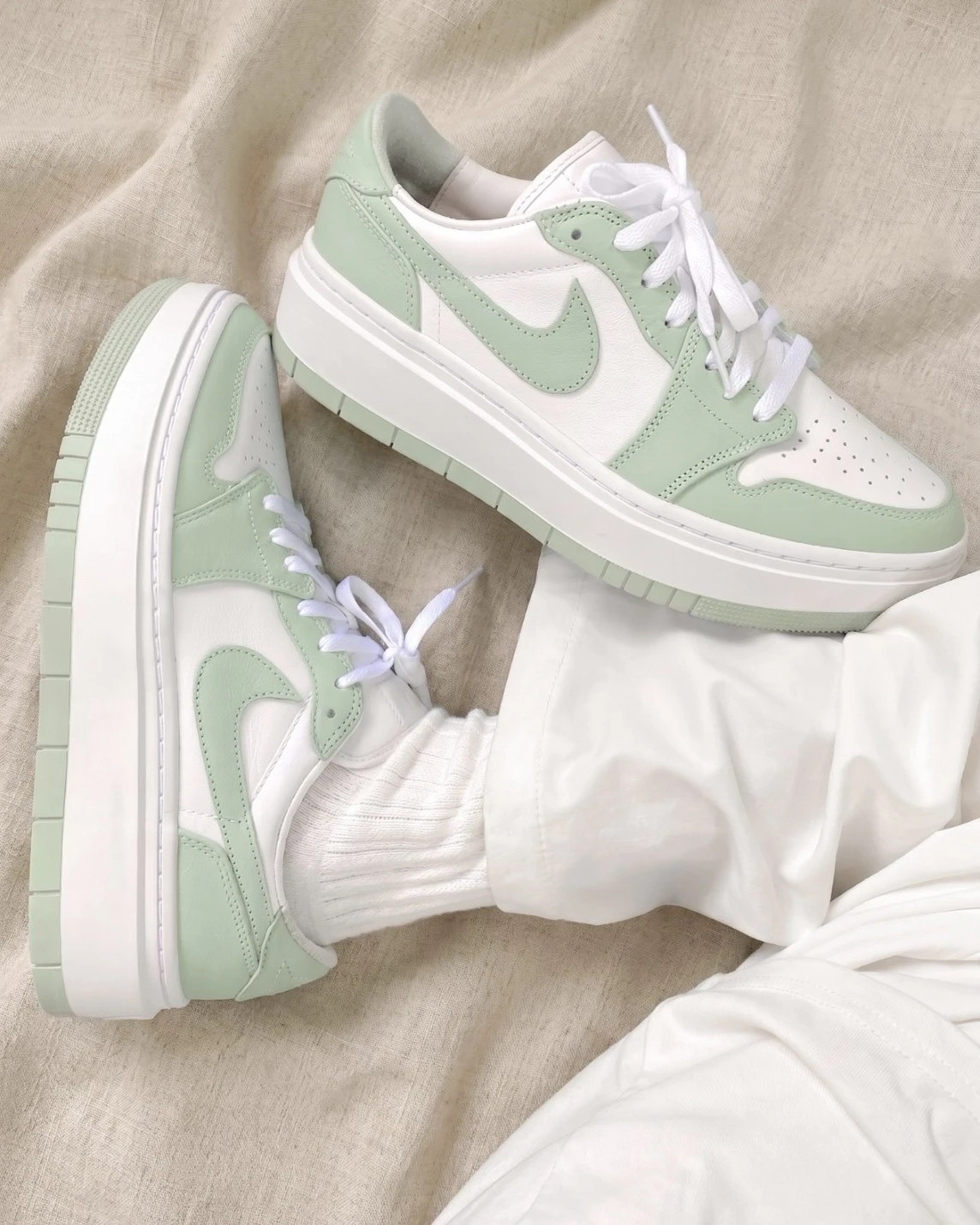 NIKE AIR JORDAN 1 厚底 增高 薄荷綠 女款(DH7004-003)