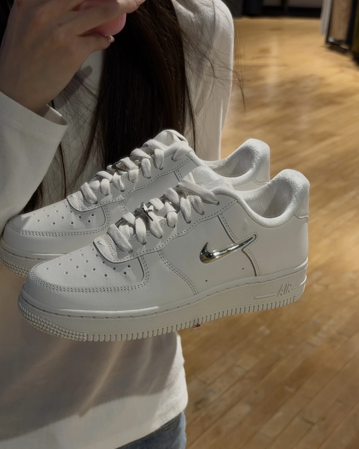 NIKE AIR FORCE 1 '07 立體 液態銀 金屬小銀鉤(IU7558-030)