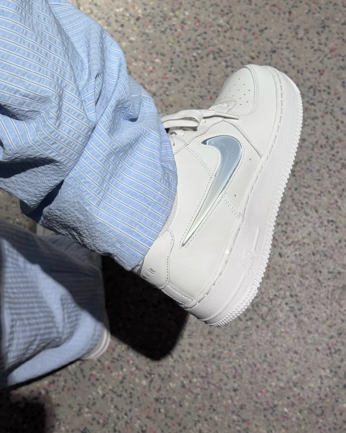NIKE AIR FORCE 1 LOW GS 白藍 透明 果凍勾(IR0595-101)