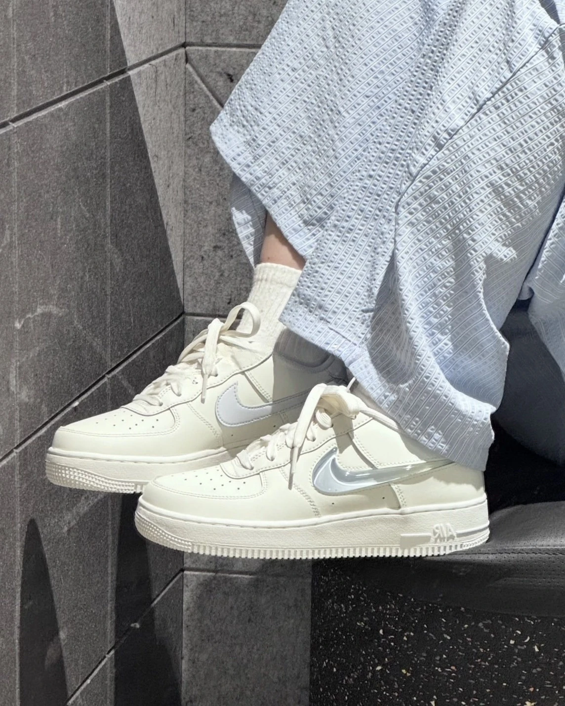 NIKE AIR FORCE 1 LOW GS 白藍 透明 果凍勾(IR0595-101)