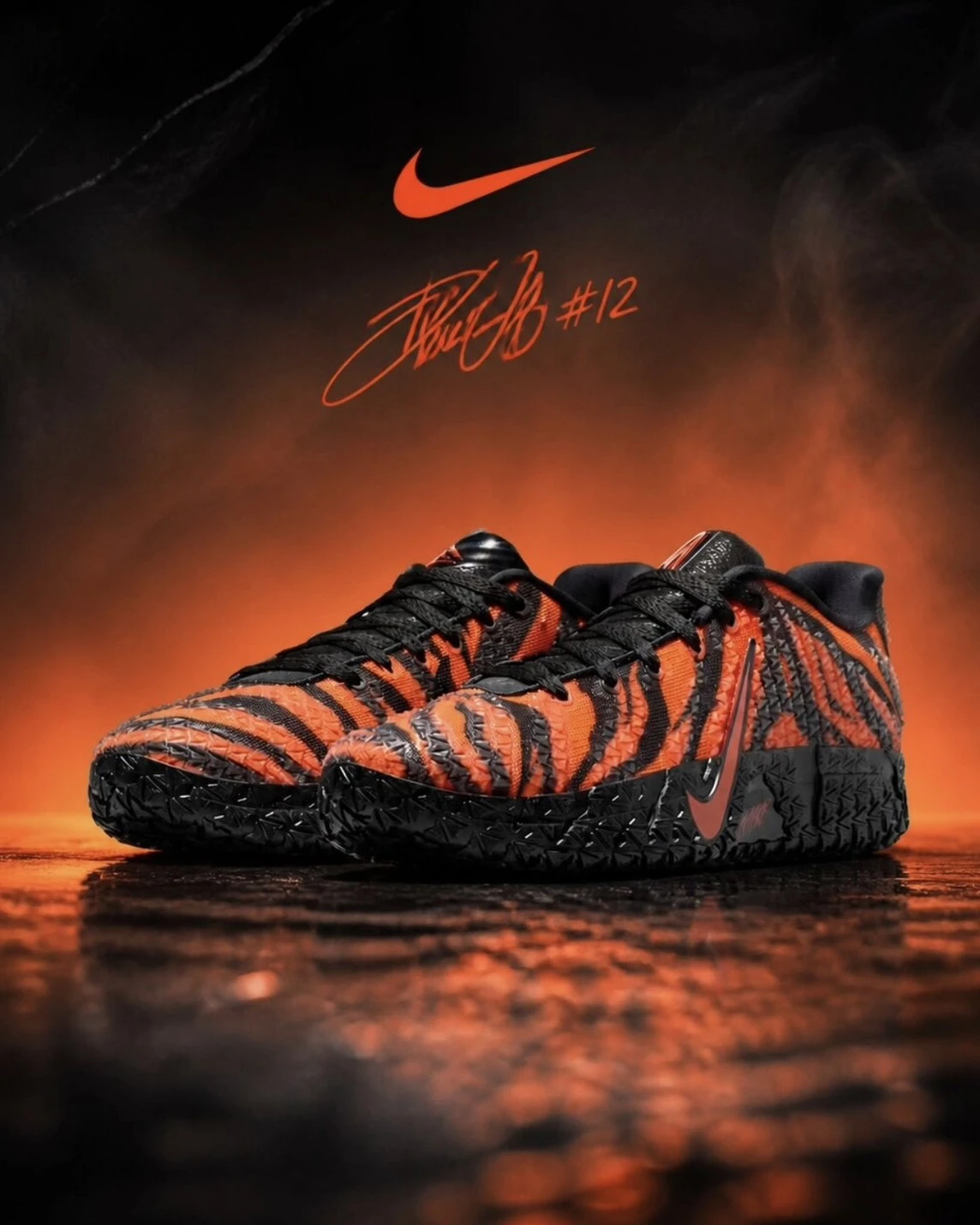 NIKE JA3 虎紋 橘黑 籃球鞋 莫蘭特 實戰籃球鞋(IU6794-800)