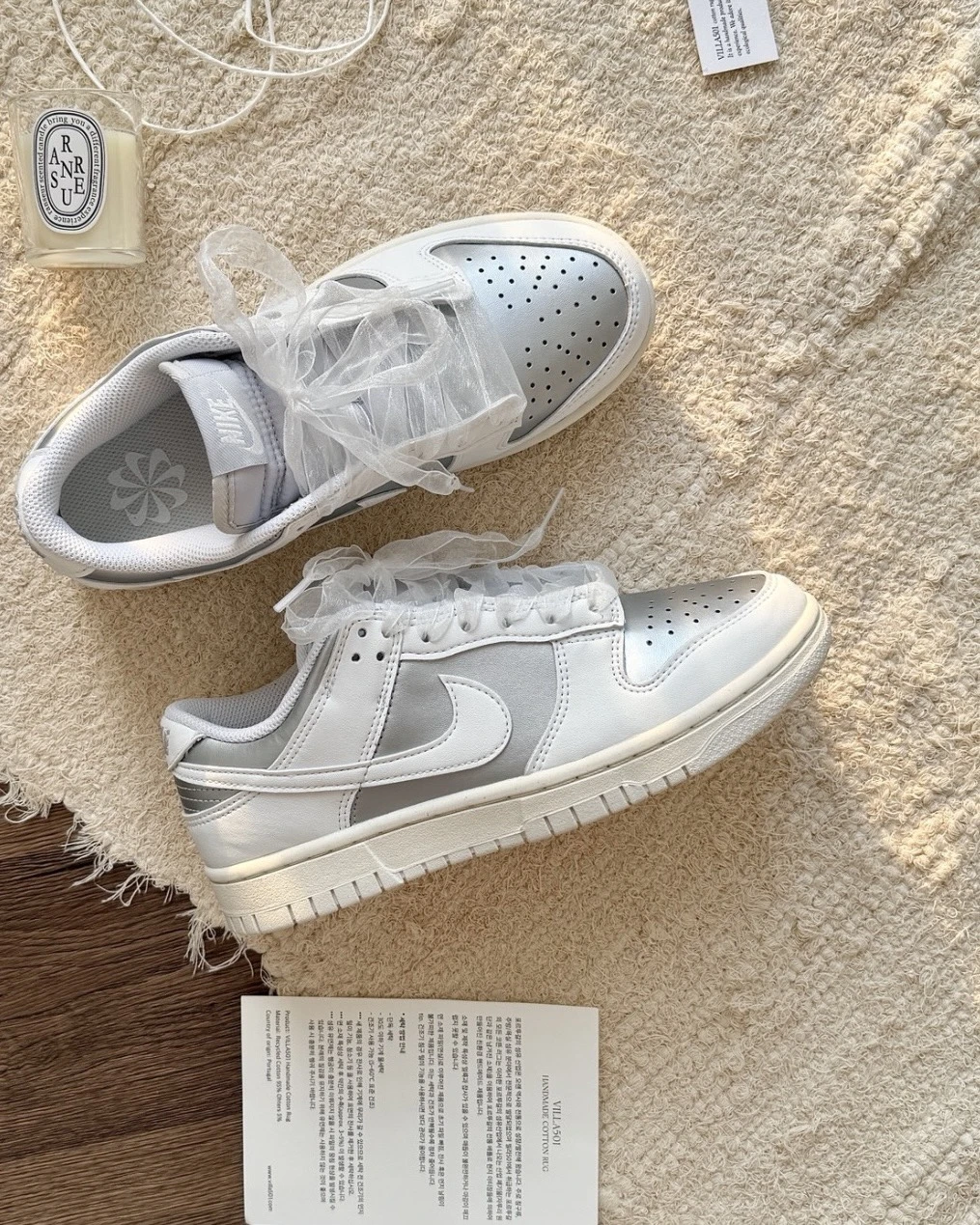 <張員瑛同款>NIKE DUNK LOW NEXT NATURE 月光芭蕾 緞帶絲綢 白銀(IB7311-001)
