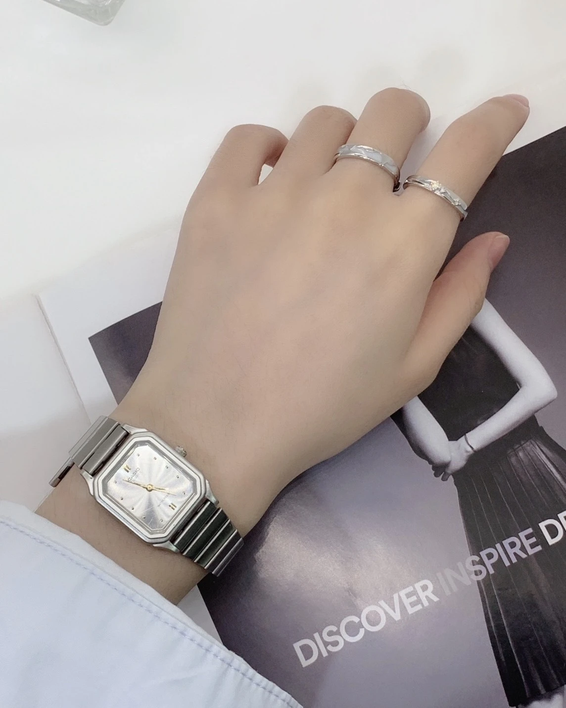 CASIO 卡西歐 VINTAGE系列 方塊金標 復古手錶 女生鋼帶錶