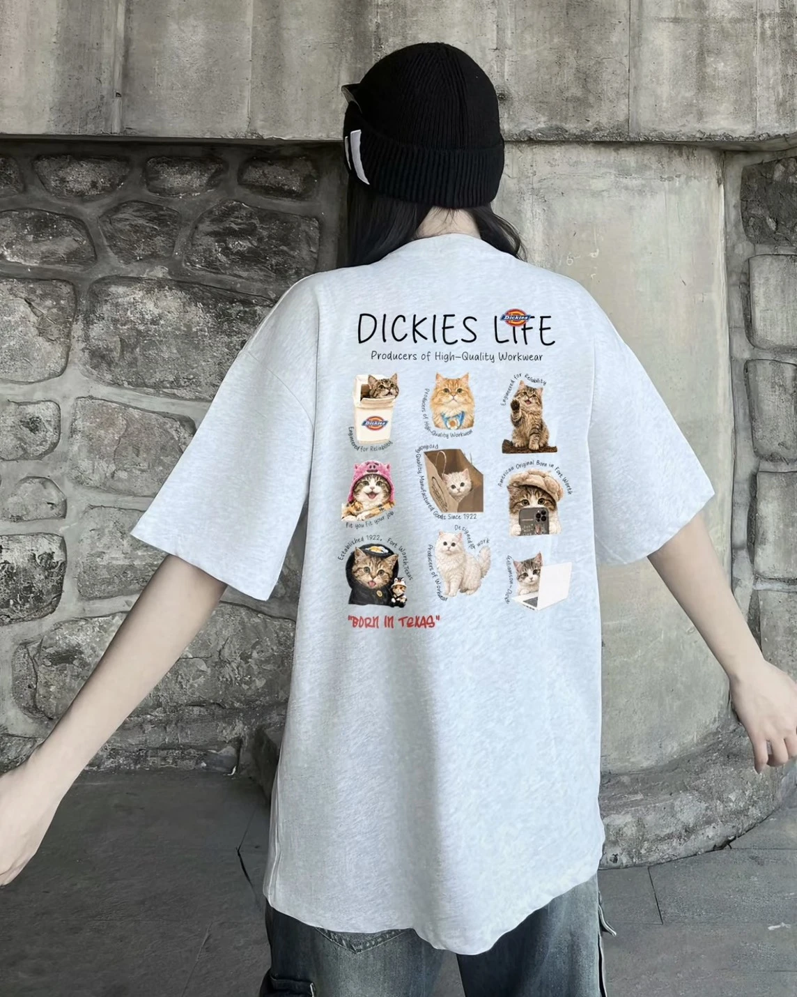 Dickies 萌趣 可愛貓咪圖案 貓貓圖鑑 寬鬆 短袖T恤(三色可選)