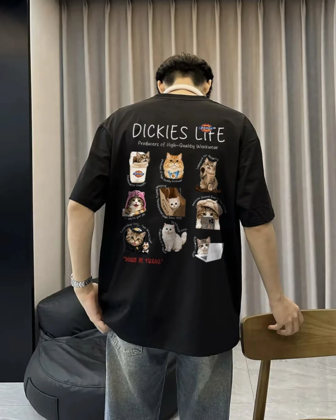 Dickies 萌趣 可愛貓咪圖案 貓貓圖鑑 寬鬆 短袖T恤(三色可選)