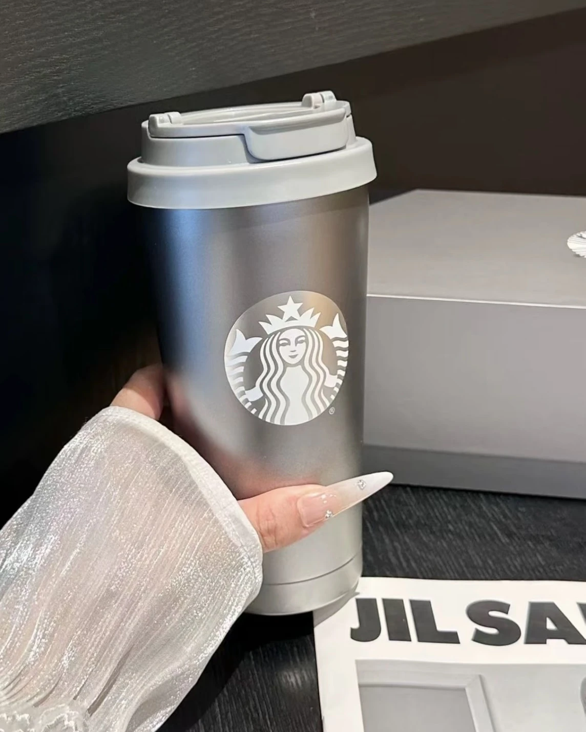 STARBUCKS 星巴克 漸層銀黑 磨砂漸變 不鏽鋼 保溫杯 500ML