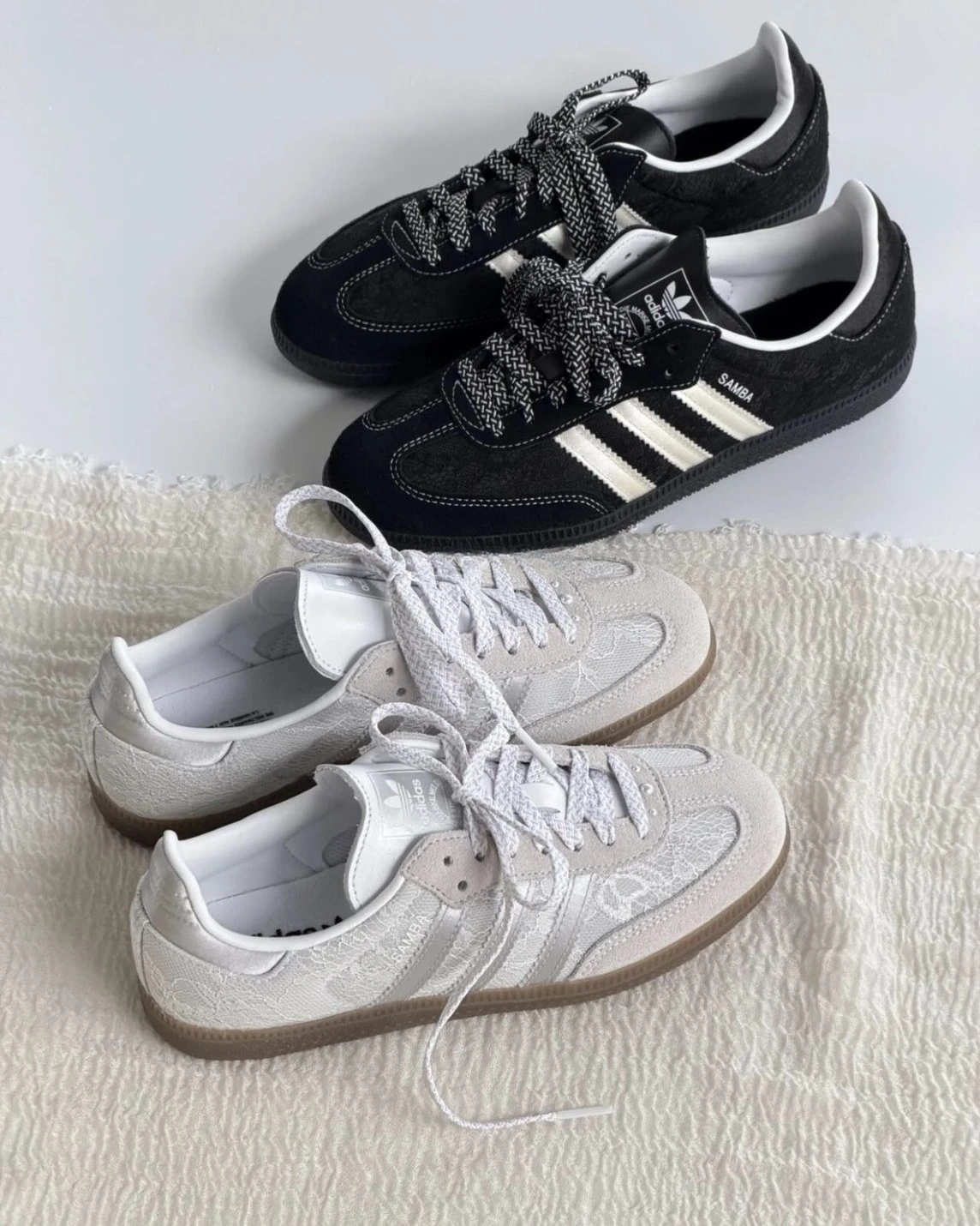 ADIDAS SAMBA OG 蕾絲絲綢 芭蕾風 德訓鞋 女款(KH7841/KH7842)