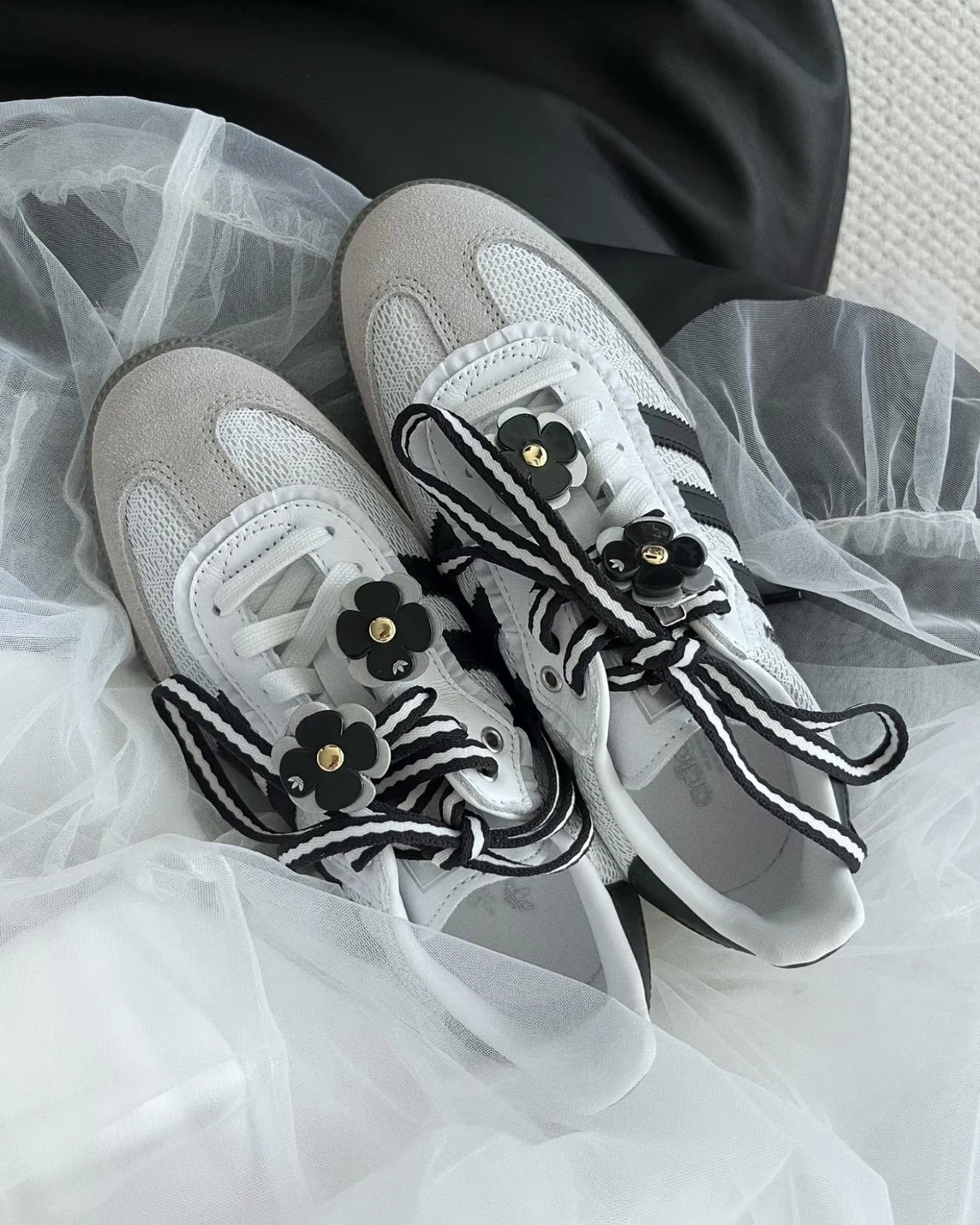 <超殺折扣> ADIDAS ORIGINALS SAMBA OG 蕾絲灰白小花 (IH3371)