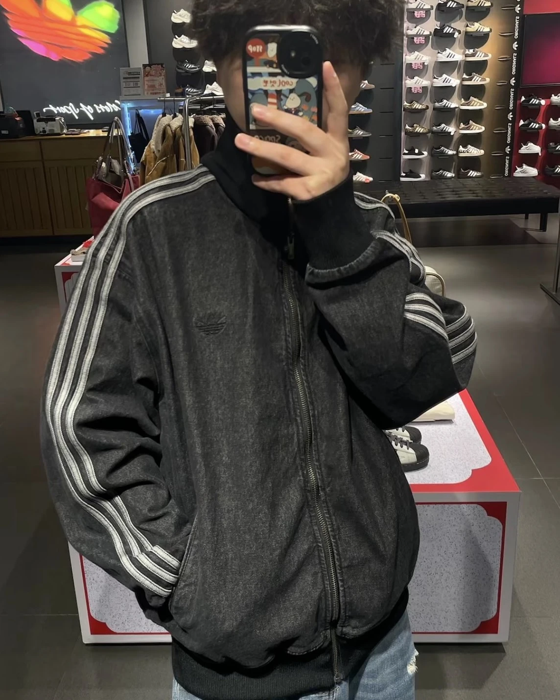 ADIDAS ORIGINALS ADICOLOR 做舊 黑 牛仔外套(KD1516)
