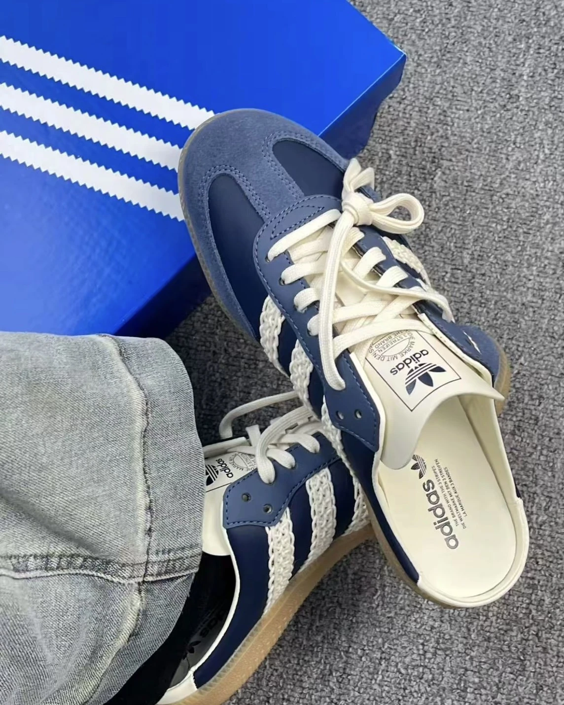 ADIDAS SAMBA OG 包頭半拖 懶人鞋 穆勒鞋 海軍藍(HP5053)