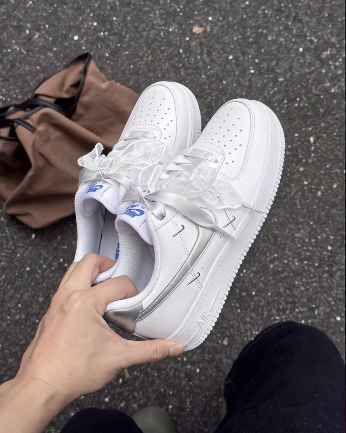 <仙女款>NIKE AIR FORCE 1 純白誓約 訂製款 四銀鉤 緞帶蕾絲(CT1990-100)